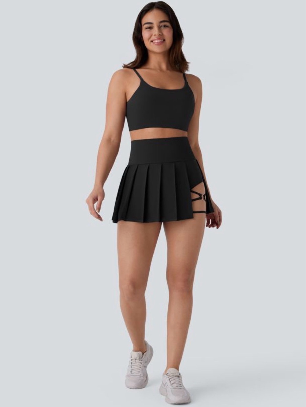 HALARA Black Pleated Tennis Skirt with Inner Shorts